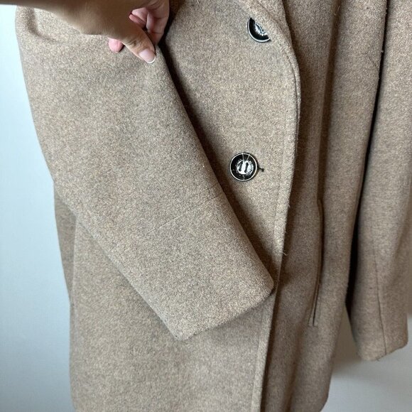 CALVIN KLEIN Wool Blend Pea Coat Double Breasted Spread Collar Beige Oat Size 0X - Picture 5 of 13